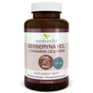 Berberyna HCL + cynamon cejloński 250/100 mg - 120 kapsułek