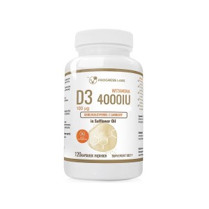 WITAMINA D3 4000IU 100µg w oleju z krokosza barwierskiego MEGA DAWKA 120 Kapsułek miękkich (Softgel)