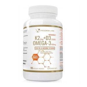 Witamina K2 MK-7 + D3 50mcg 2000IU+ OMEGA-3 Vit E 90 Kapsułek Miękkich