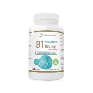 WITAMINA B1 100mg TIAMINA + PREBIOTYK Produkt Vege 120 kapsułek