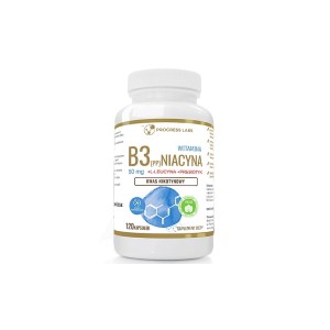Niacyna Witamina B3 (PP) 50mg Kwas Nikotynowy + Inulina 120 kapsułek Produkt Vege