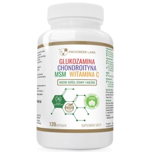 GLUKOZAMINA WEGAŃSKA CHONDROITYNA Z ALGI MSM WITAMINA C Produkt Vege 120 kapsułek
